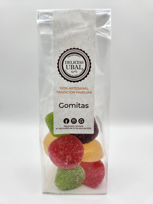 Gomitas, sabor a frutas, 8 unidades.