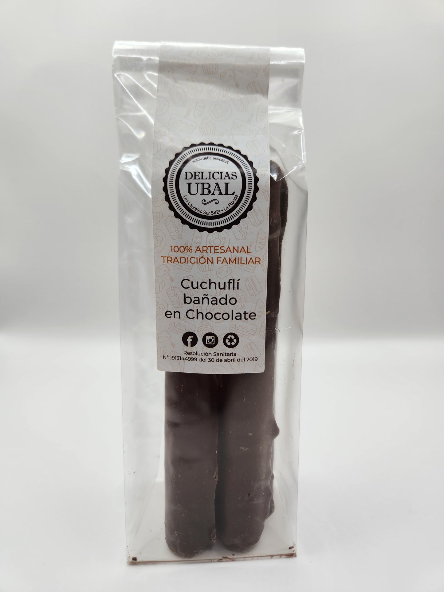 Cuchuflí bañado en Chocolate, 4 unidades.