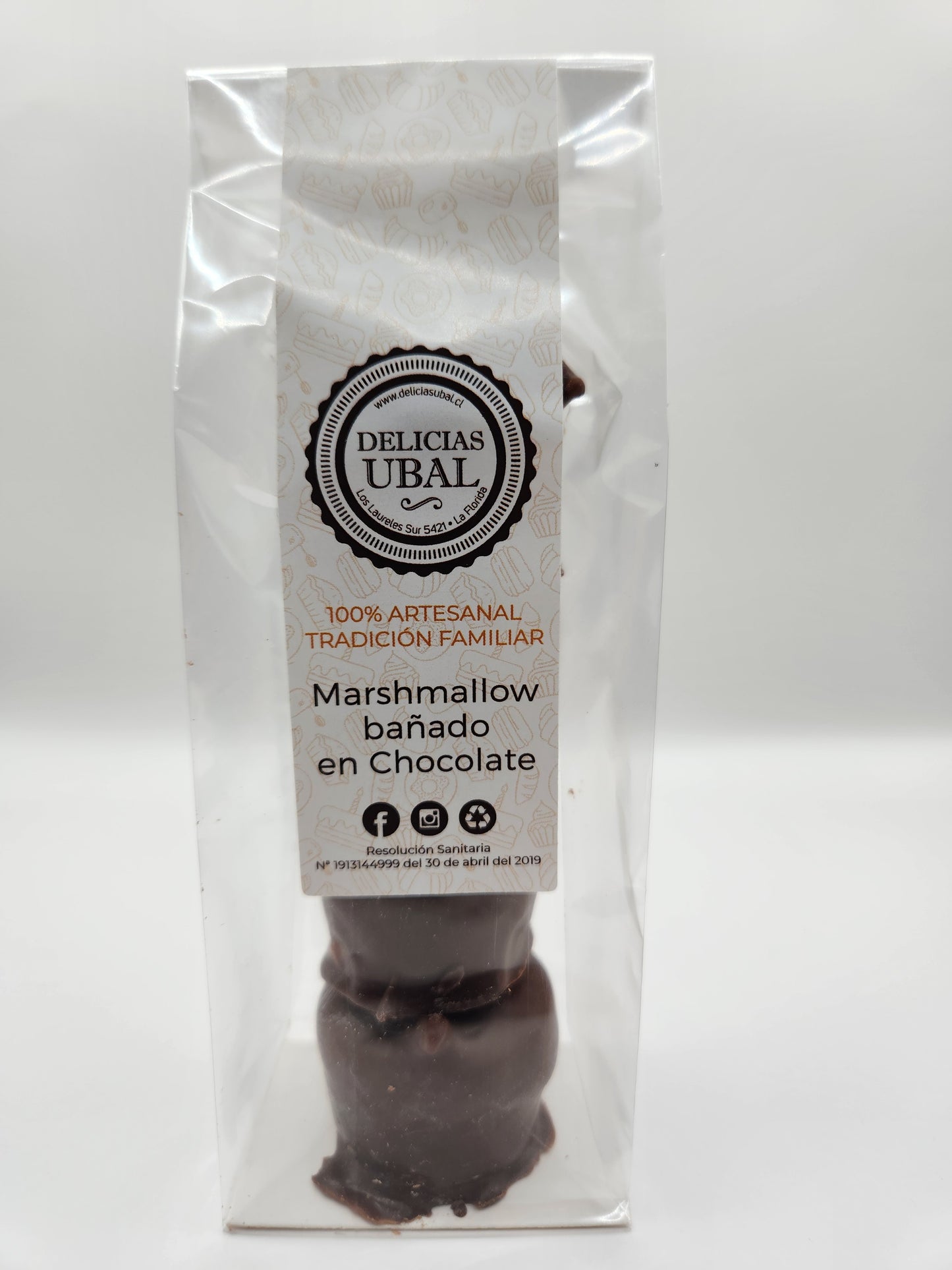 Marshmallow bañado en Chocolate, 4 unidades.
